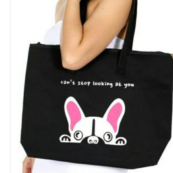 Handbags - Canvas shoulder bag, "can't stop looking at you".