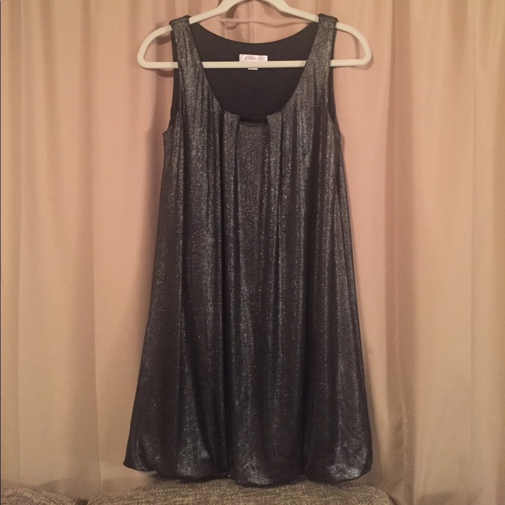 Shimmering gun metal bubble mini dress