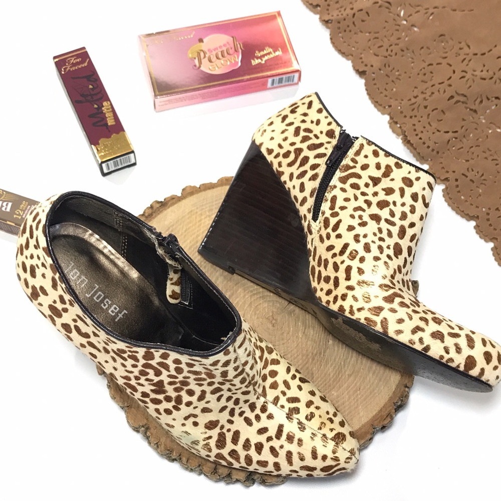Jon Josef Calf Hair Ankle Wedged Booties