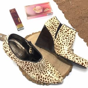 Jon Josef Calf Hair Ankle Wedged Booties