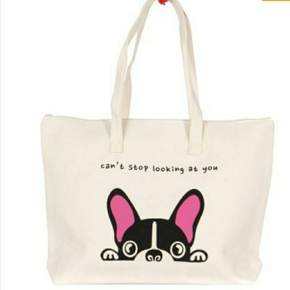 Canvas shoulder bag "can't stop looking at you" - Picture 3 of 7