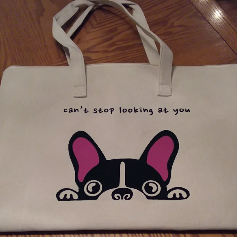 Canvas shoulder bag "can't stop looking at you" - Picture 5 of 7