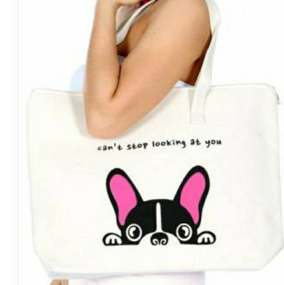 Handbags - Canvas shoulder bag "can't stop looking at you"