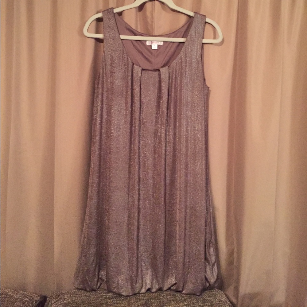 Shimmering cocoa bubble mini dress