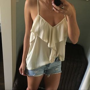 Cream ruffle tank top
