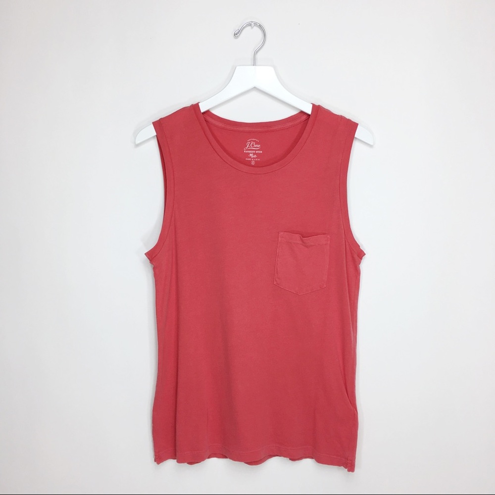 J.Crew Coral Muscle Tank Top Pocket Summer Tee