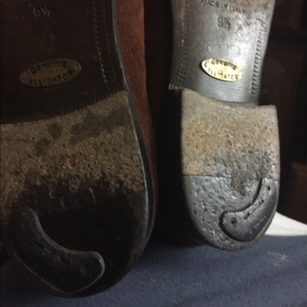 Brown swede alligator shoes soles