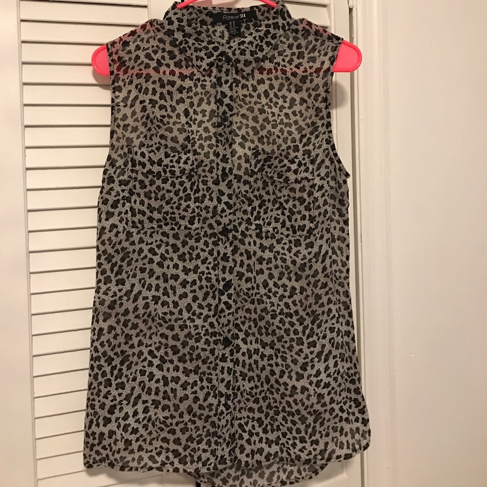 Leopard print button down shirt