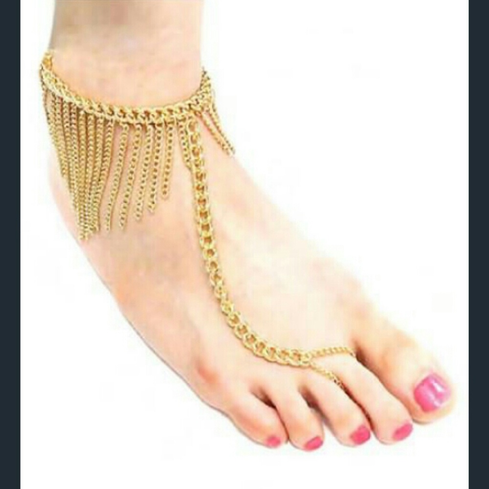 GOLD CHAIN TOE RING ANKLET