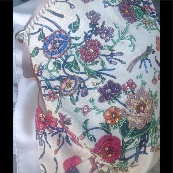 Rare authentic gucci sequin floral shoulder bag extra large - Picture 3 of 5