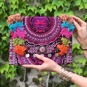 Embroidered clutch
