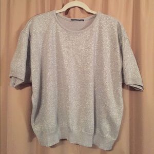 Silver short sleeve sweater