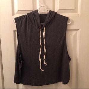 grey sleeveless lightweight hoodie shirt