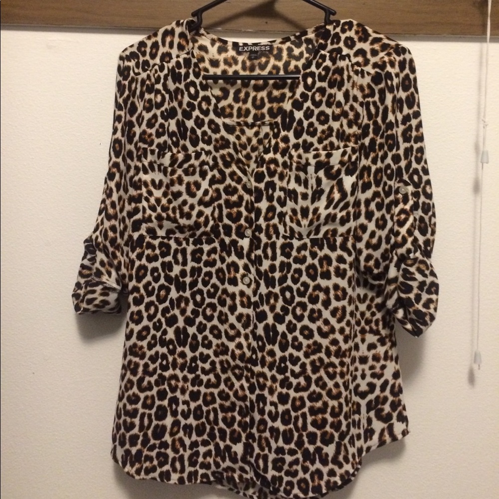 Express Leopard Print Portofino Shirt