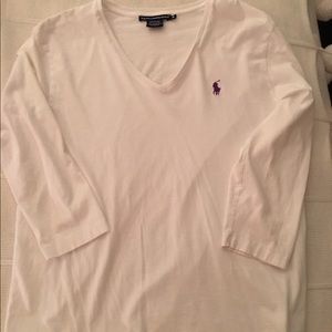 Polo v neck 3/4" sleeve size L