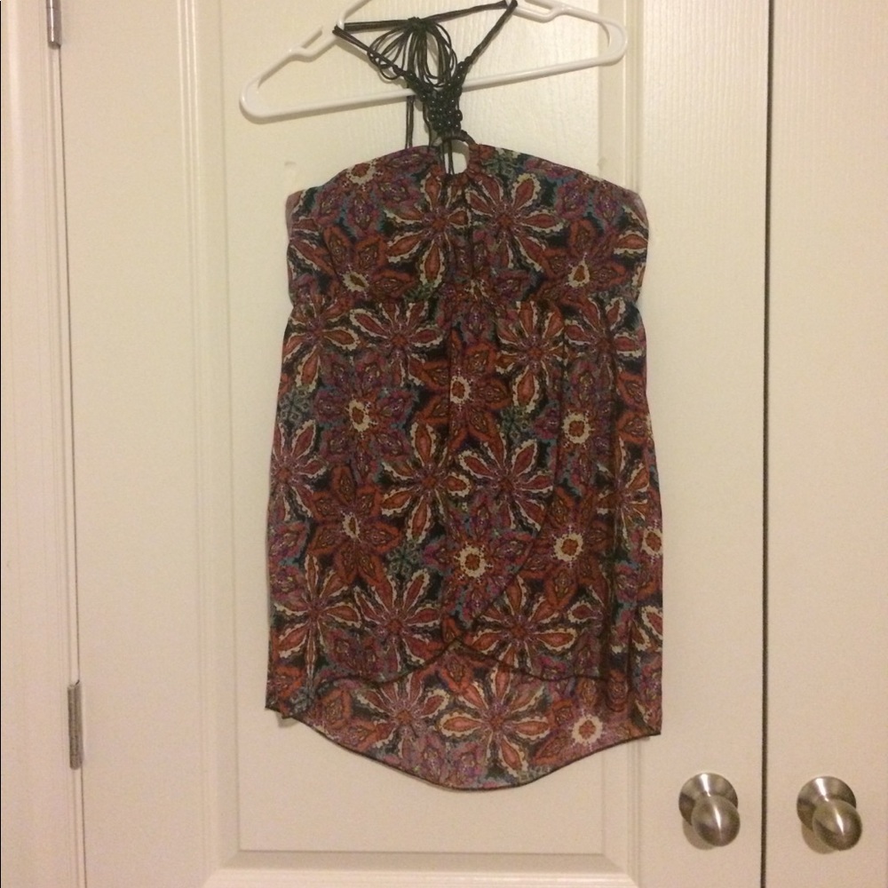 Sheer strapless summer blouse