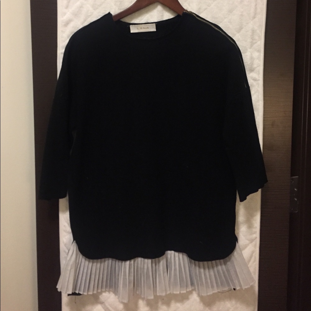 Lina black dress with white shirt ruffle