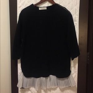 Lina black dress with white shirt ruffle