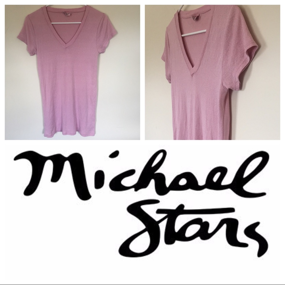 ❌SOLD! ❌MICHAEL STARS Pink V Neck Size OSFM