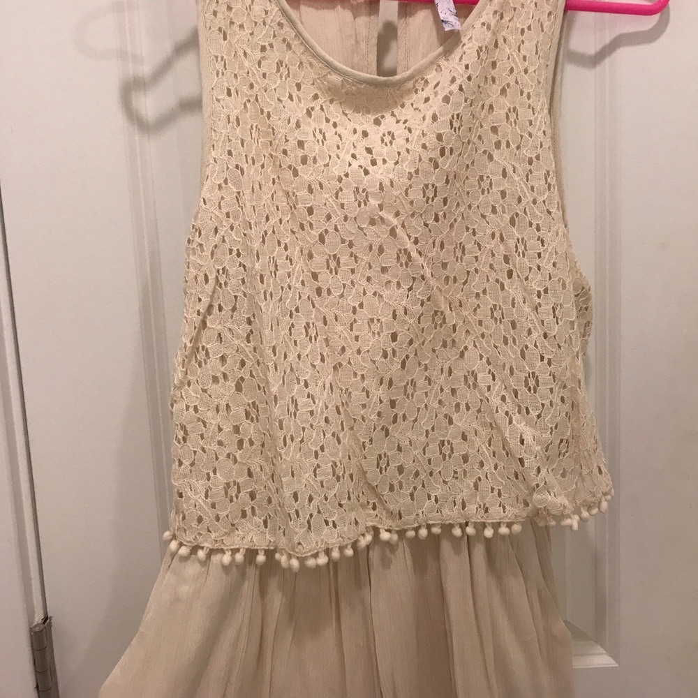 Francesca's cream romper with lace