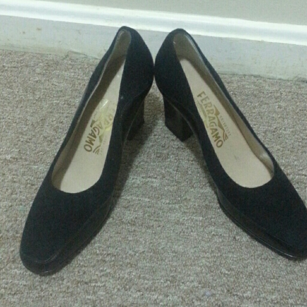 Salvatore Ferragamo black block heels