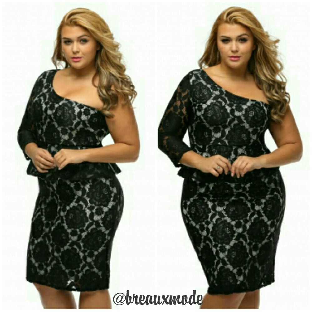 One Shoulder Peplum Midi Dress 📏Large