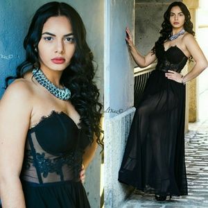 NYE Strapless Black Long Dress