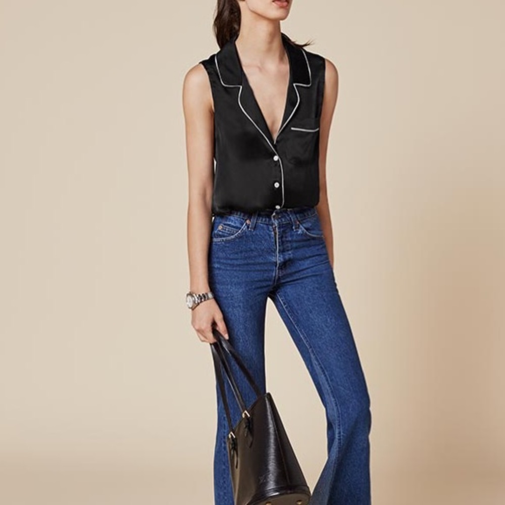 NWT silk tank button up