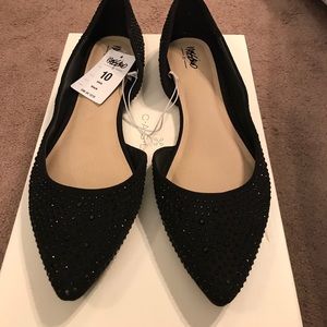 NWT sparkly black flats pointed toe