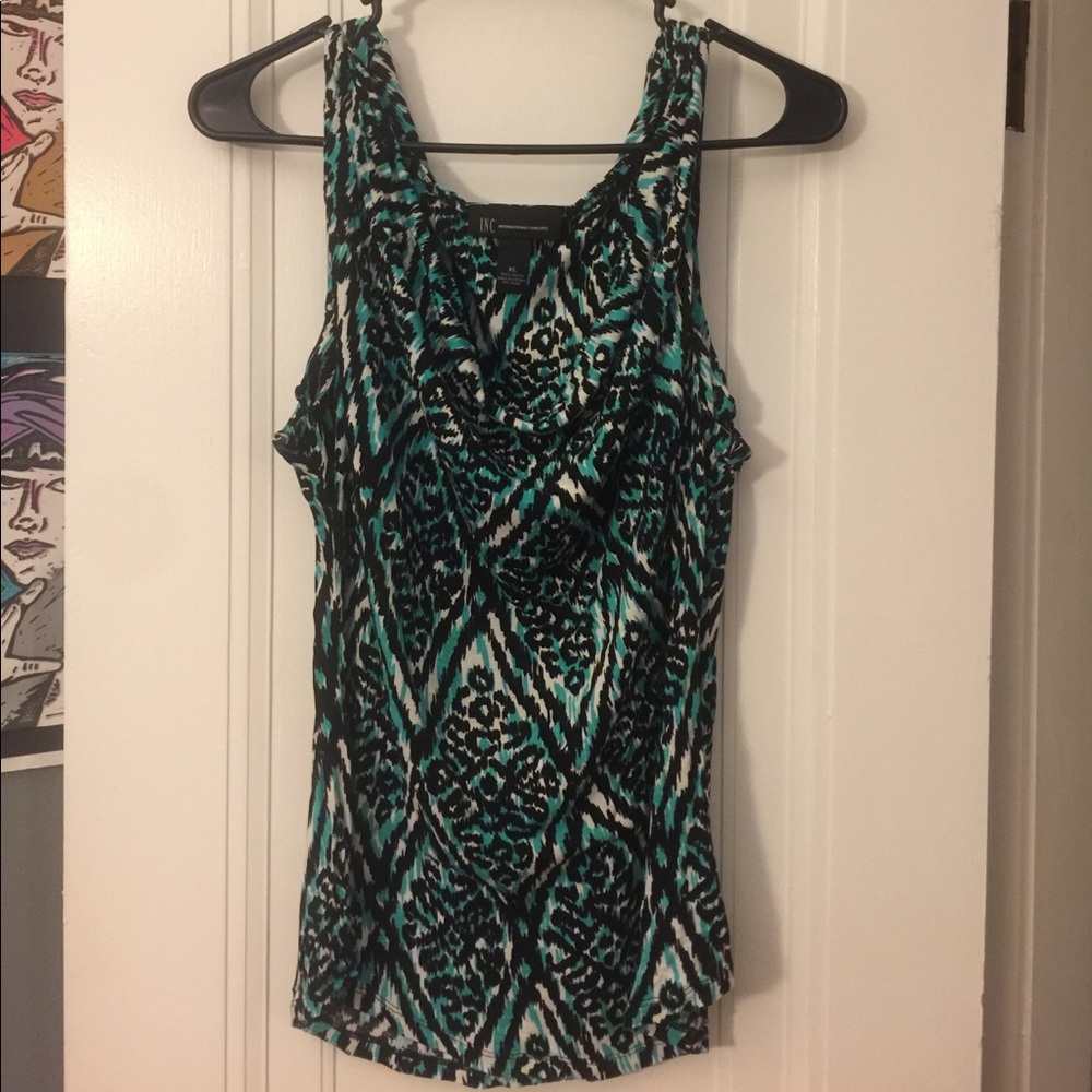 Turquoise patterned top