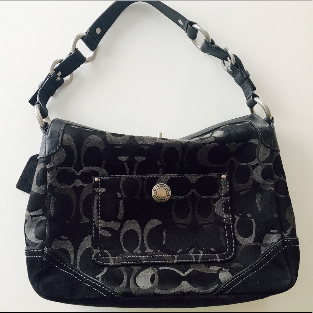 Coach purse - black signature logo