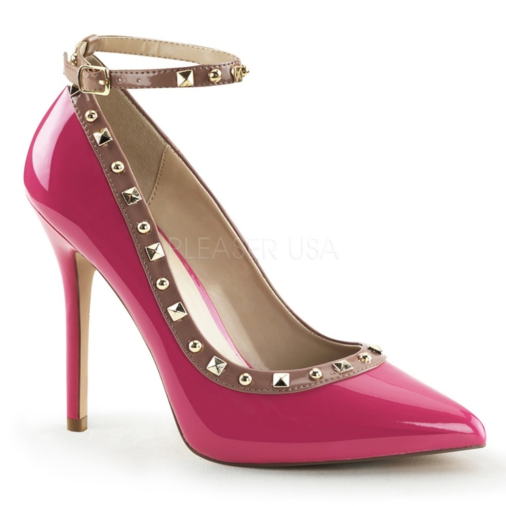 Pointed Toe Studded Trim High Heels Shoes