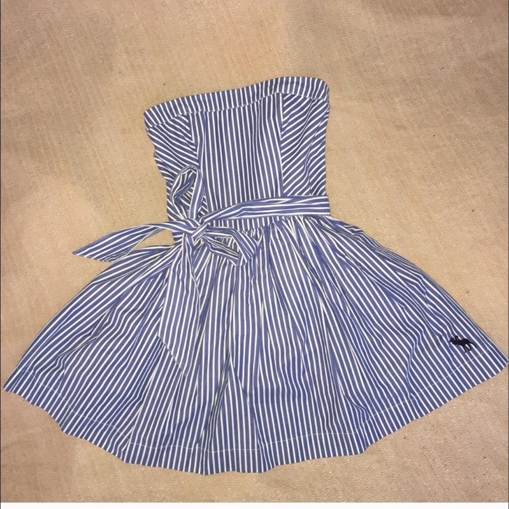 Abercrombie & Fitch blue striped strapless dress