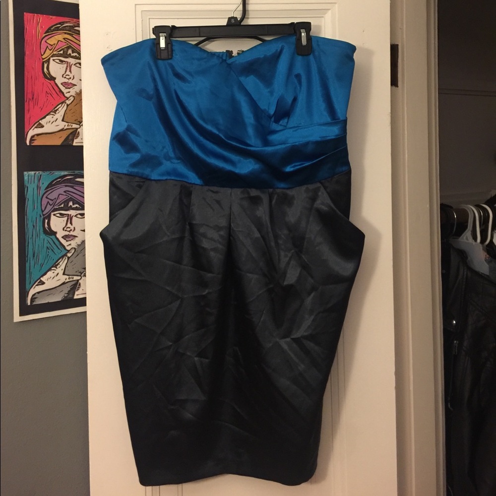 Blue and gray sweetheart formal dress