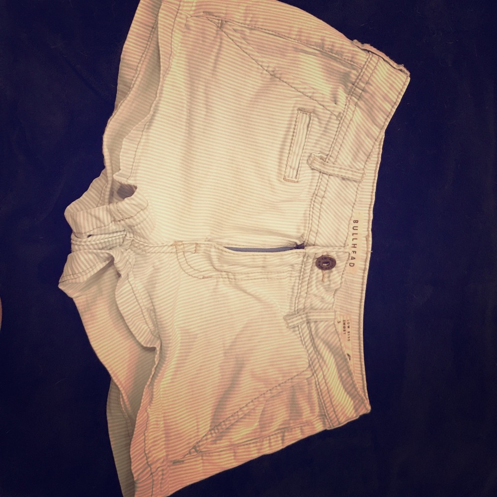 Striped denim shorts