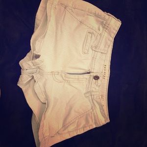 Striped denim shorts
