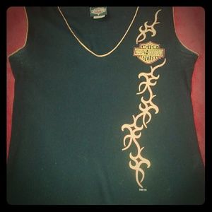 Harley Davidson Black Flame Pattern Tank