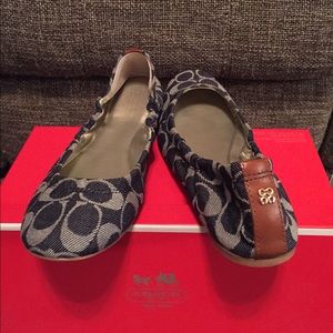 Beautiful, denim, authentic, coach flats