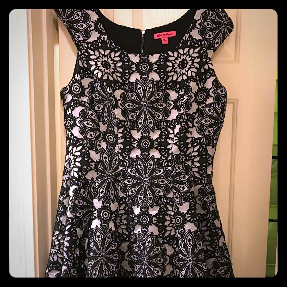 Betsey Johnson silver and black patterned dress