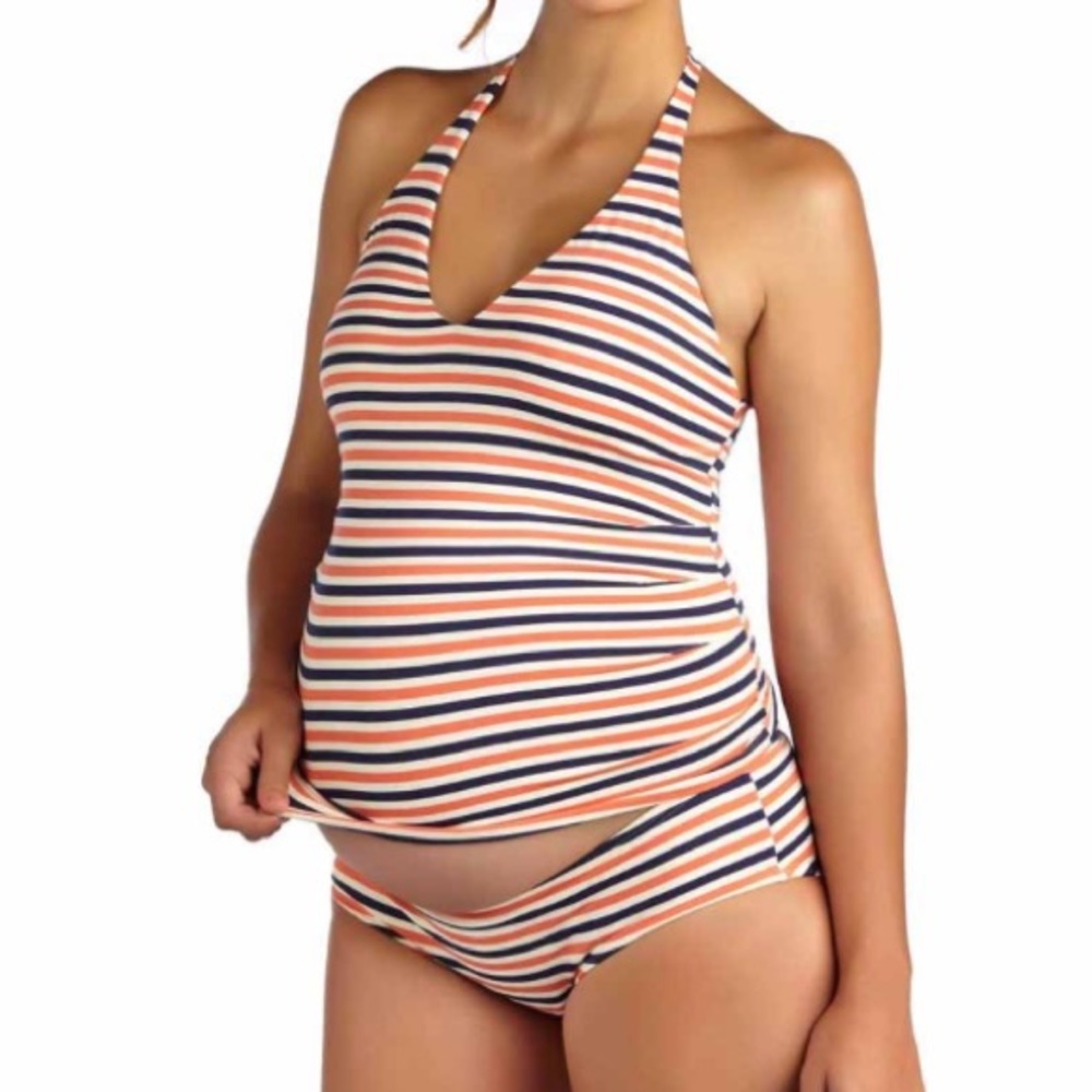 Pez D'or Maternity Mykonos Halter Tankini StripedM