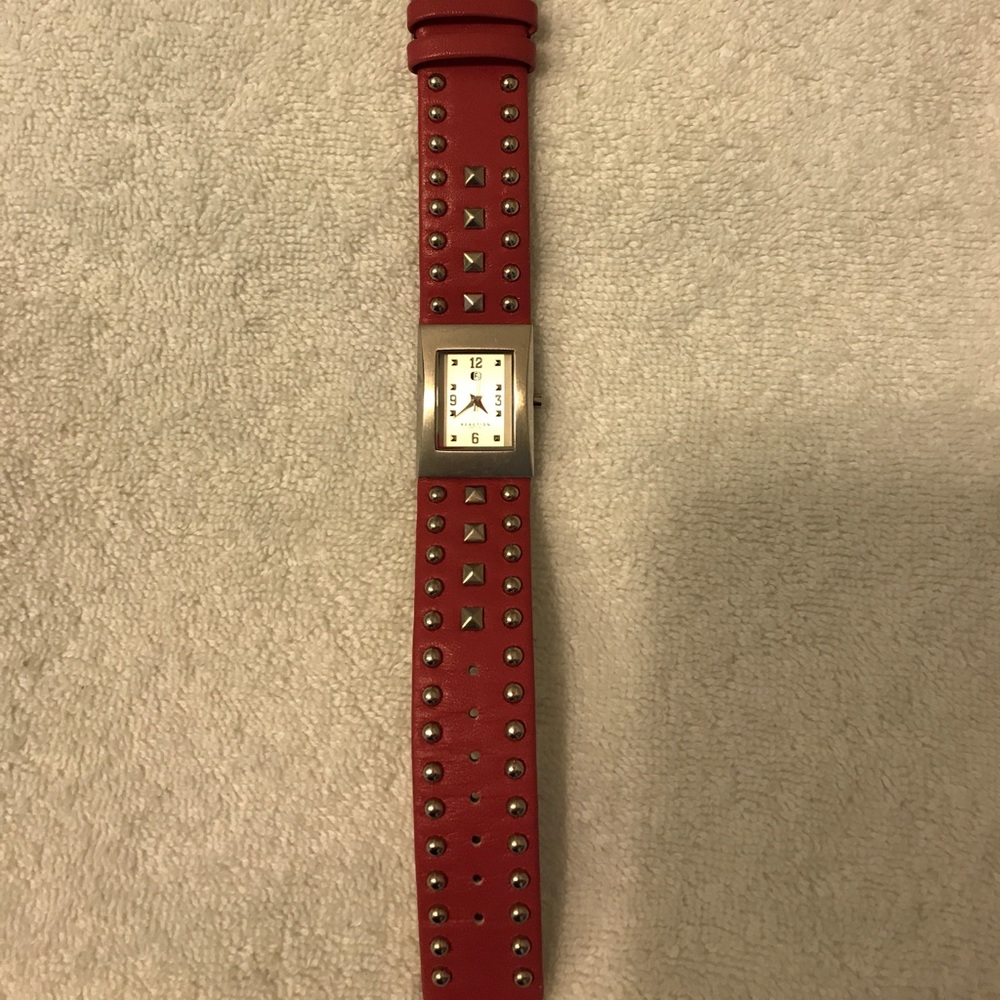 Kenneth Cole pink studded leather band watch