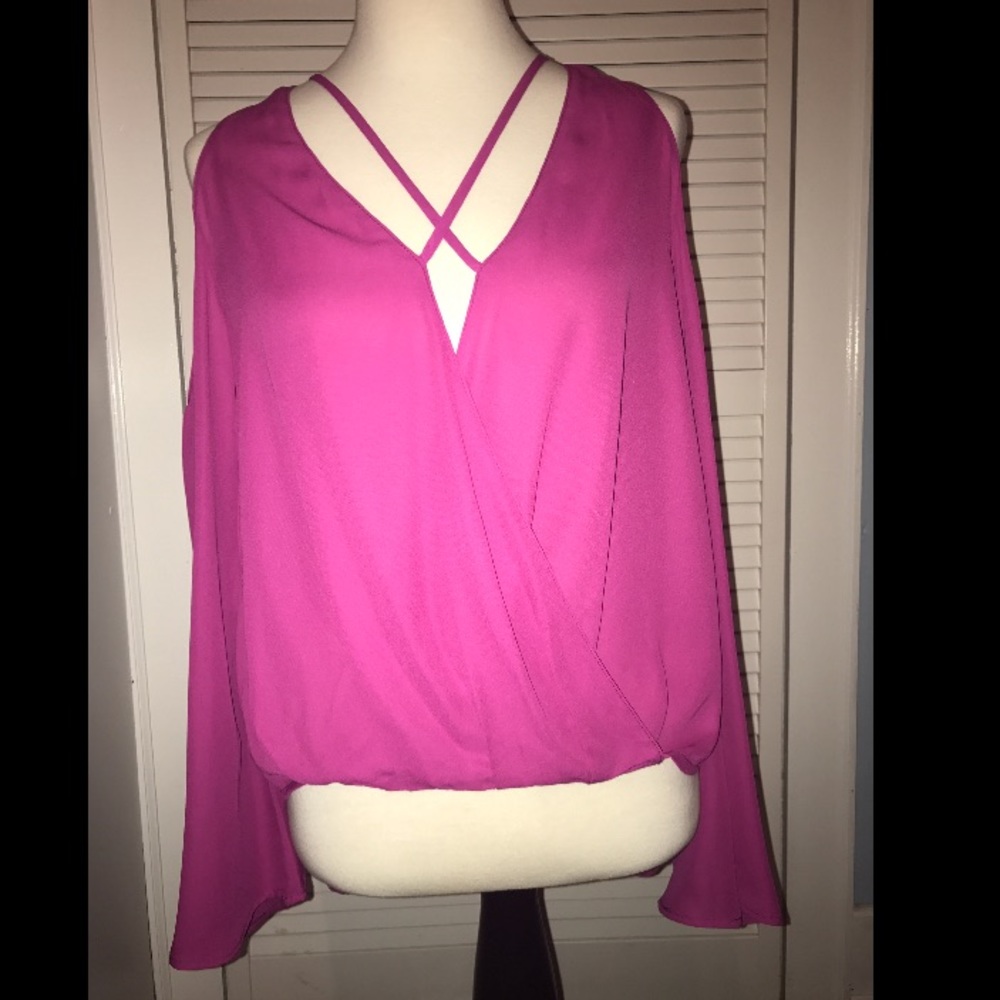 Fuchsia Vneck Silk Top!