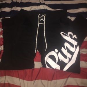 Lace-Up Skinny Collegiate Pant - PINK