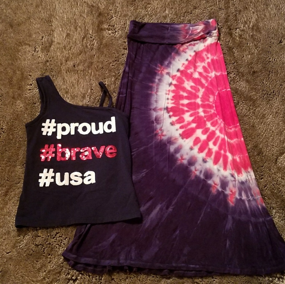 SOLD Patriotic Justice Maxi Skirt & Sequin Tank