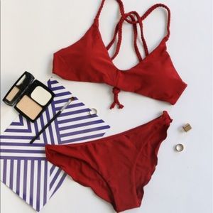 Braided Strap Cross Back Bikini Set