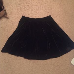 Black velvet skater skirt