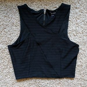 Black BEBE "Surplice Rib Halter Top," M (NWT)