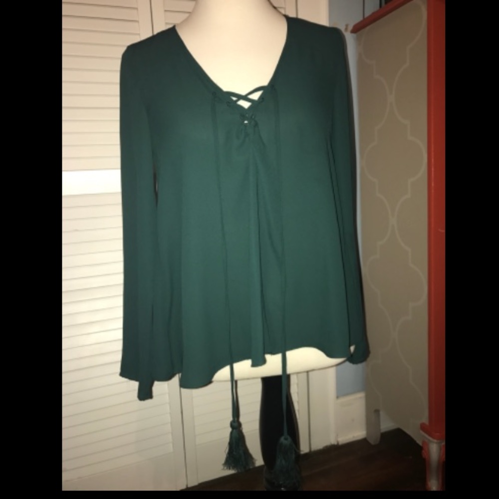 Dark Green String tassel Top!