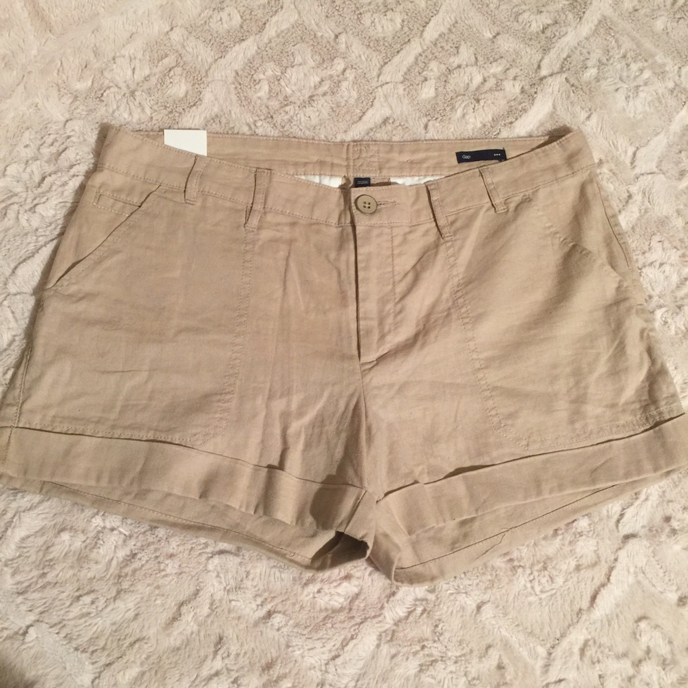 Gap Linen Blend Beige Cuffed Shorts
