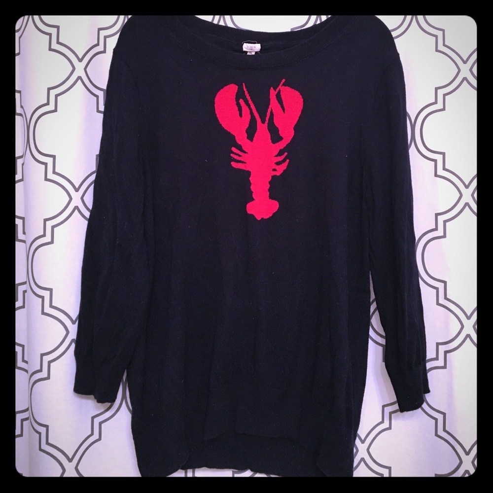 J. Crew Navy and Red Lobster Sweater XL